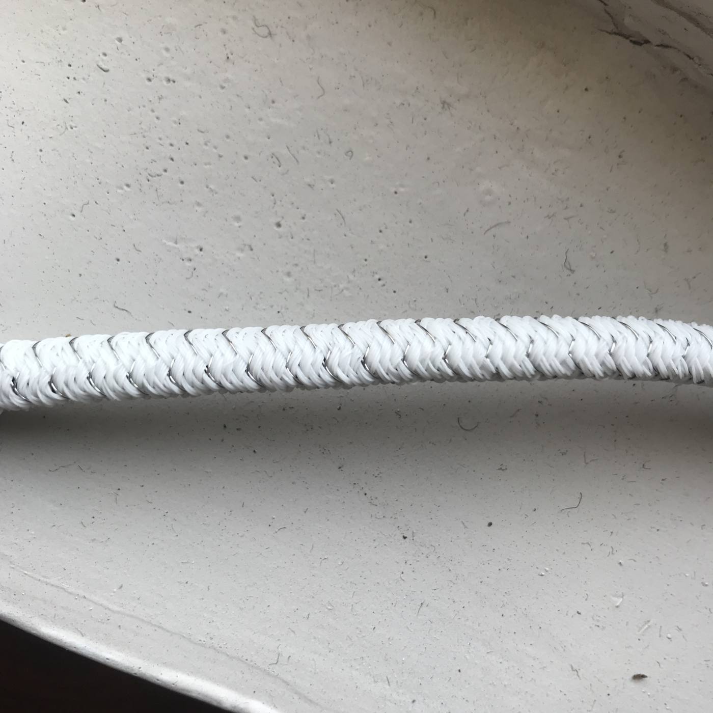 White and red tracer solid-braided polyester flagpole lanyard with metal clip hook