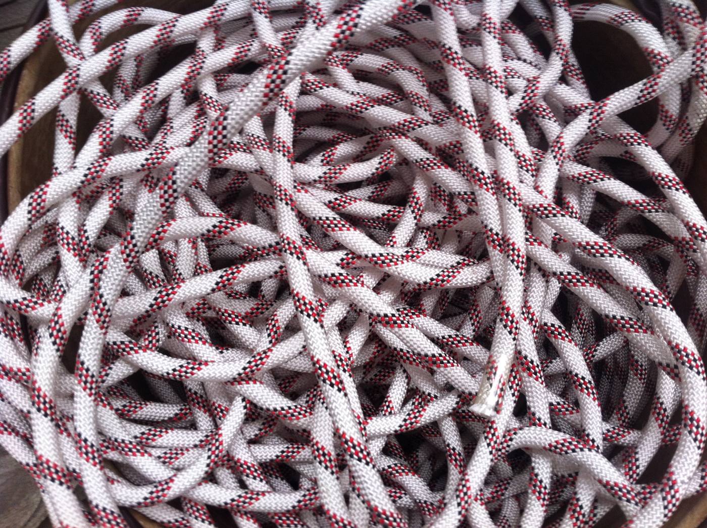Large blue 8-strand style polyethylene rope coils, bulk supply